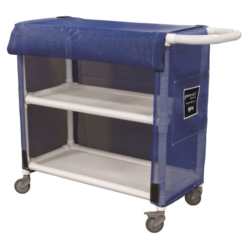 Royal Basket 32 Inch PVC Linen Cart 2-Shelf, Mesh Cover, Blue